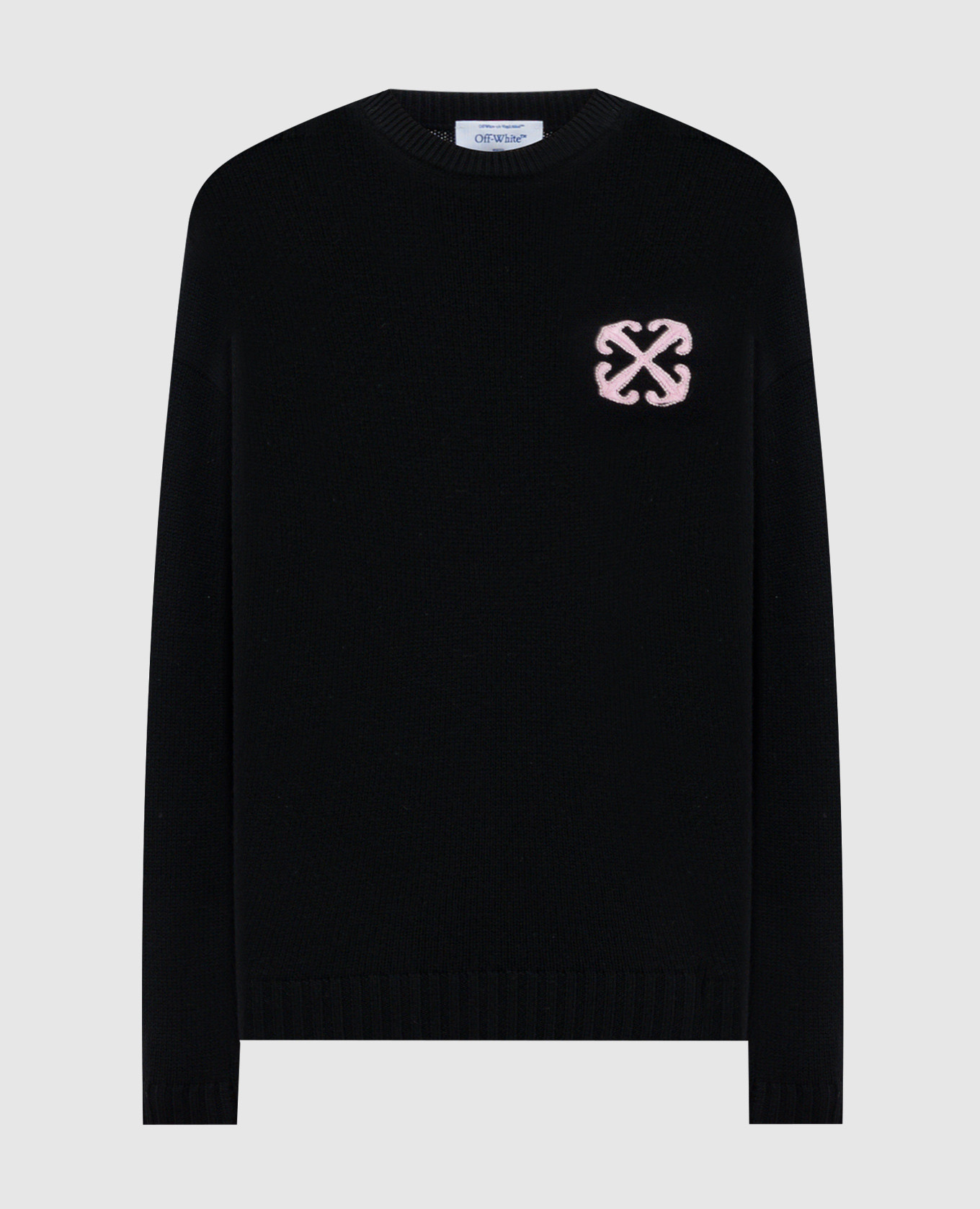 Black wool and cashmere sweater with arrow logo embroidery off-white
