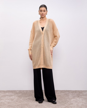 Allude Beige openwork cardigan made of wool and cashmere 25217655