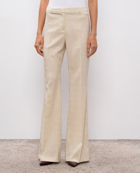 Etro Beige patterned wool flared pants WREA003399TJ248