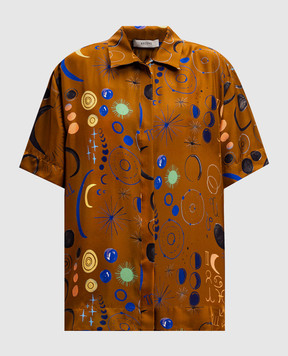 Asceno Brown printed silk Montauk blouse T055F04C436