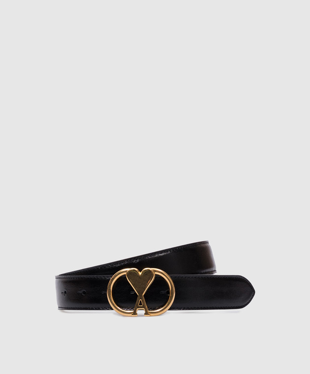 ベルト AMI PARIS BLACK LEATHER BELT BLACK/VIBRATED SILVER Paris Paris Belt | AMI PARIS