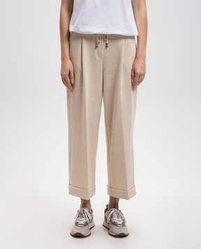 Peserico Beige linen pants with lurex P04224J006137