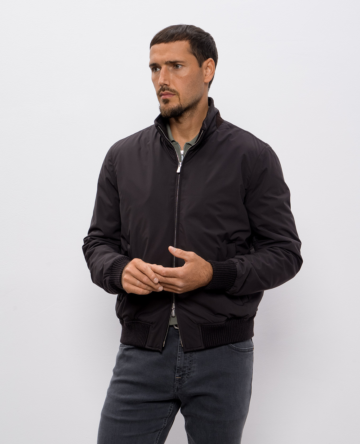 

Brown jacket with logo Enrico Mandelli
