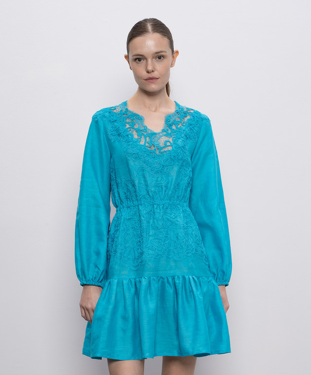 Ermanno Scervino - Blue linen dress with lace D464Q627NZB - shop with  Ireland delivery at Symbol