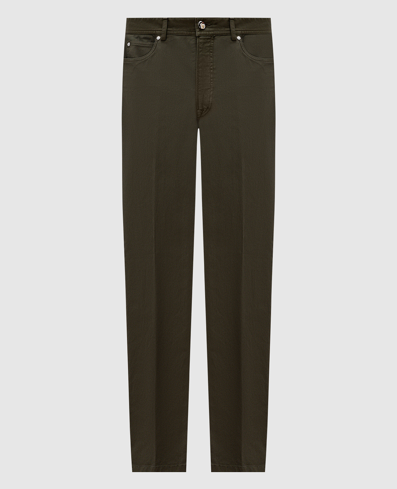 Green jeans with logo patch Enrico Mandelli