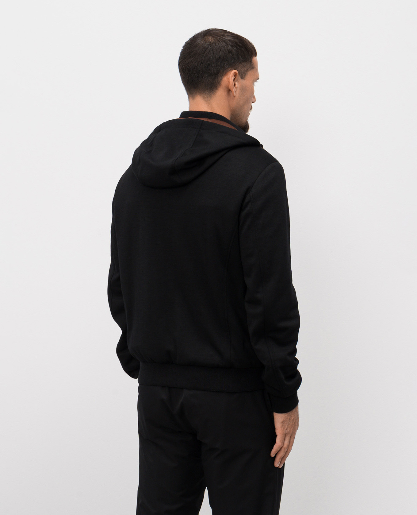 

Black wool jacket with hood Stefano Ricci