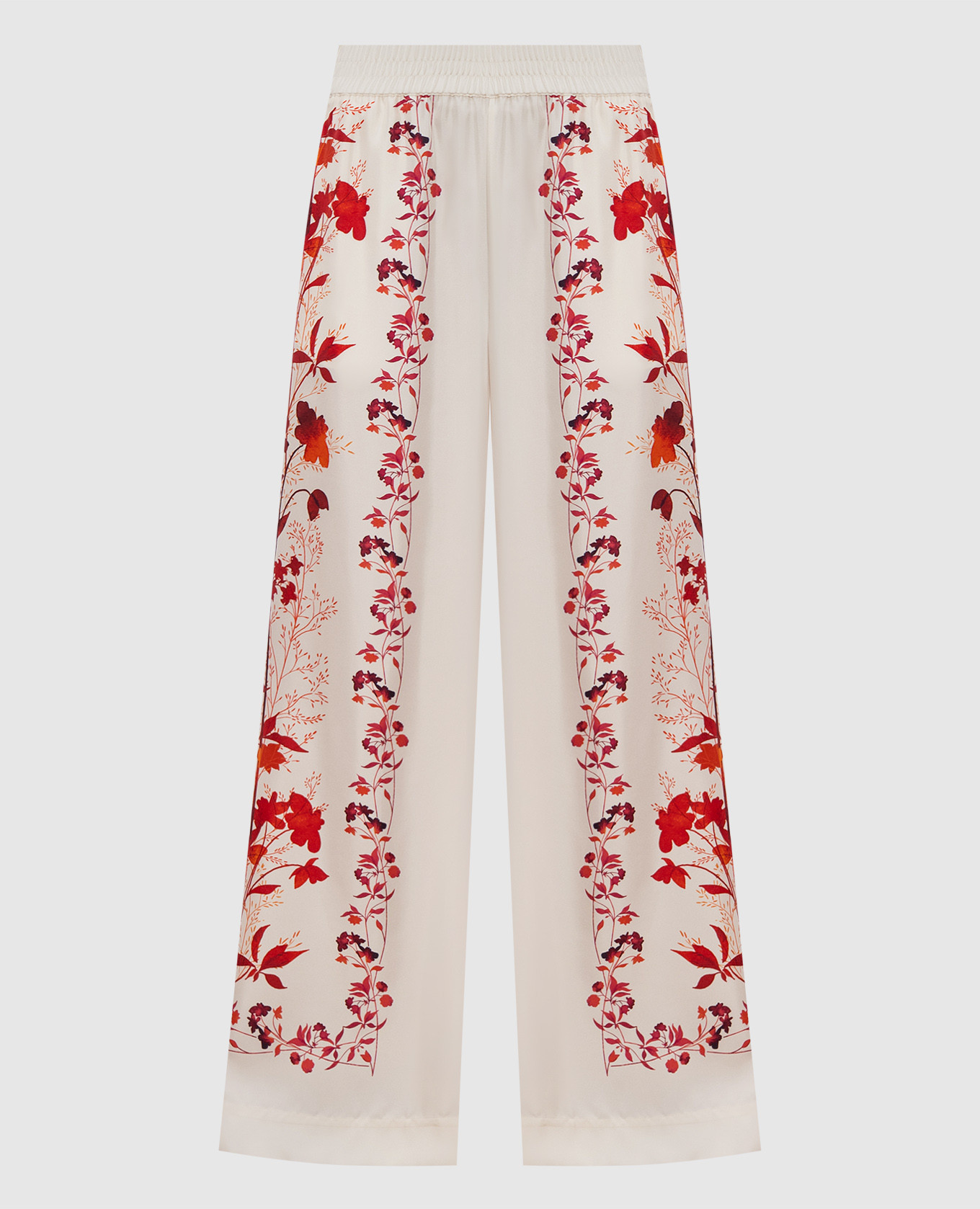 

Beige silk pants with floral print La DoubleJ