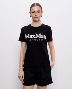 Max Mara Black WON T-shirt with logo embroidery WON