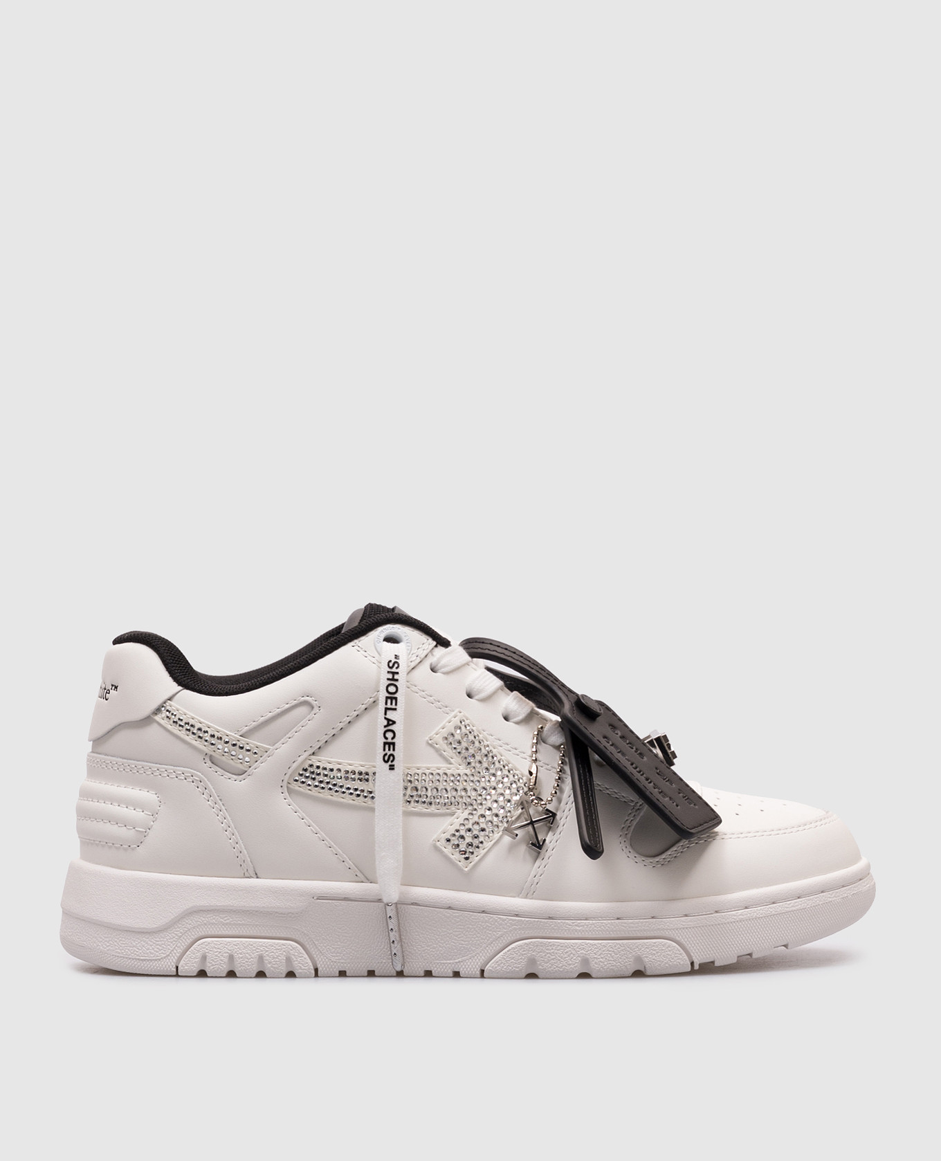 Out Of Office white leather sneakers with crystals Off-White