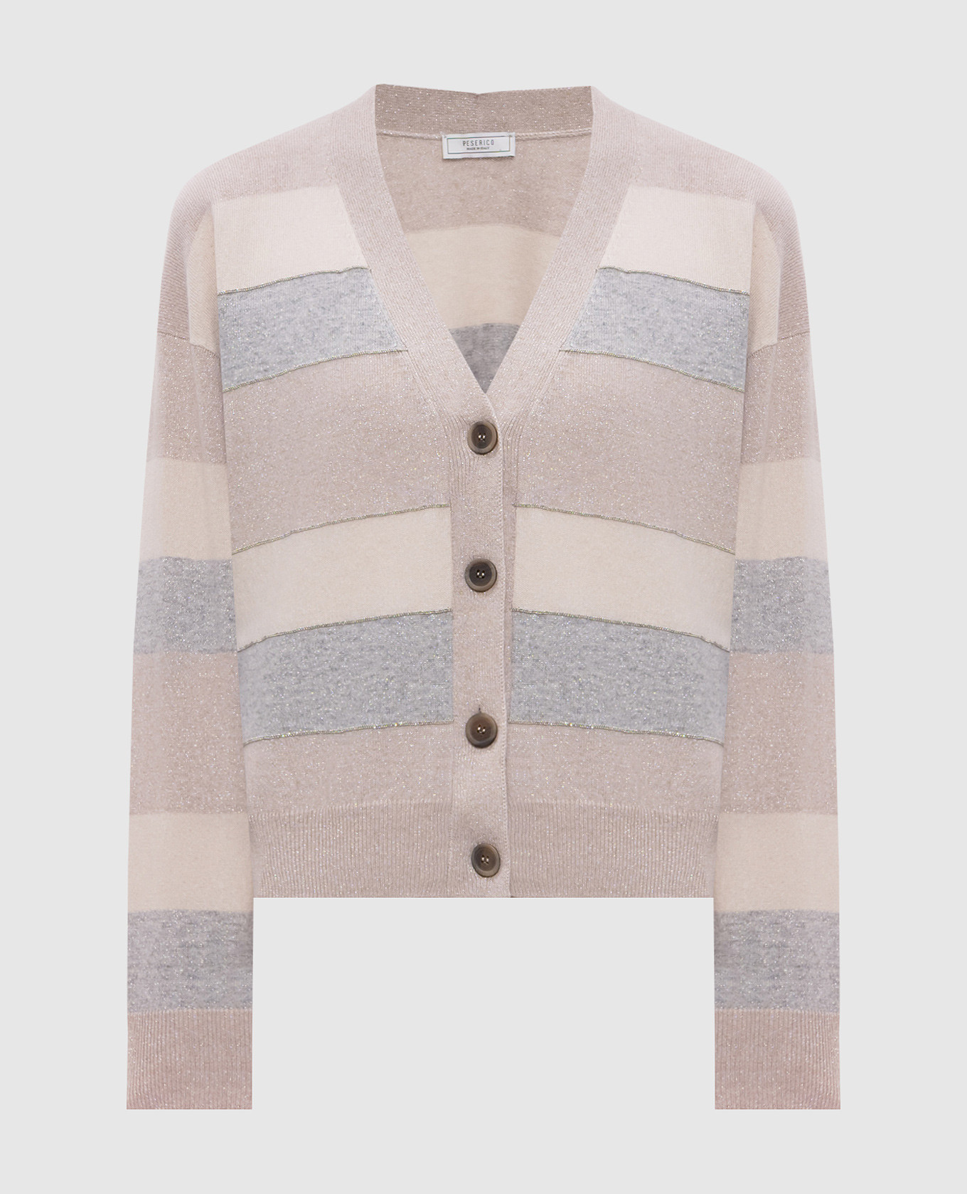 

Beige striped wool, silk and cashmere cardigan Peserico