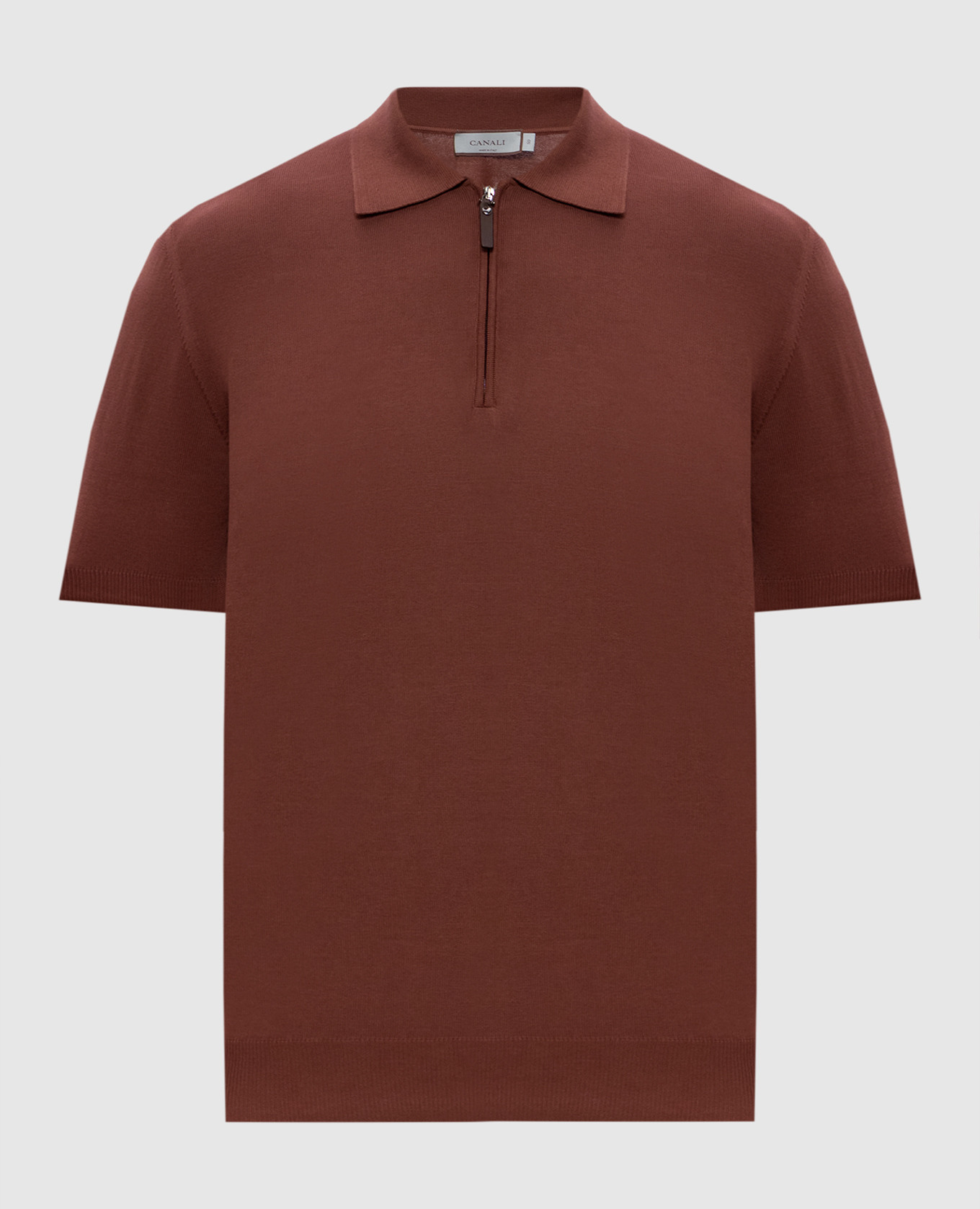 

Brown zip-up polo shirt Canali