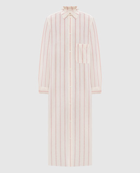 Toteme Beige striped silk shirt dress 252WRD1752FB0388