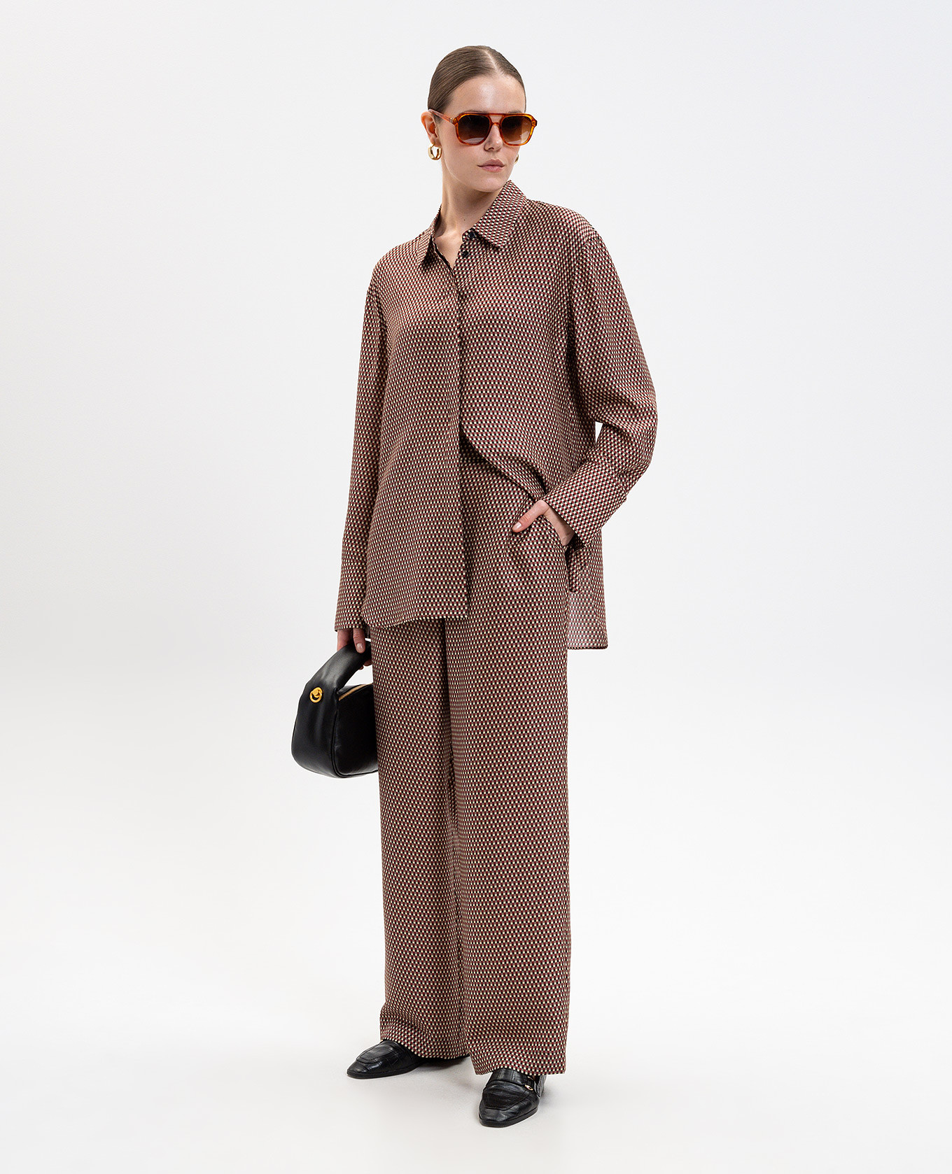 

Joe blouse in checked silk JOSEPH, White