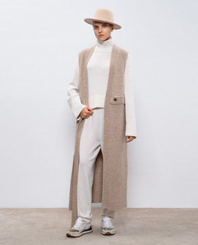 LISA YANG Beige elongated vest Helga with cashmere 2024269