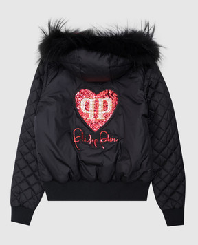 Philipp Plein Children's black jacket with appliqués GRB00181216