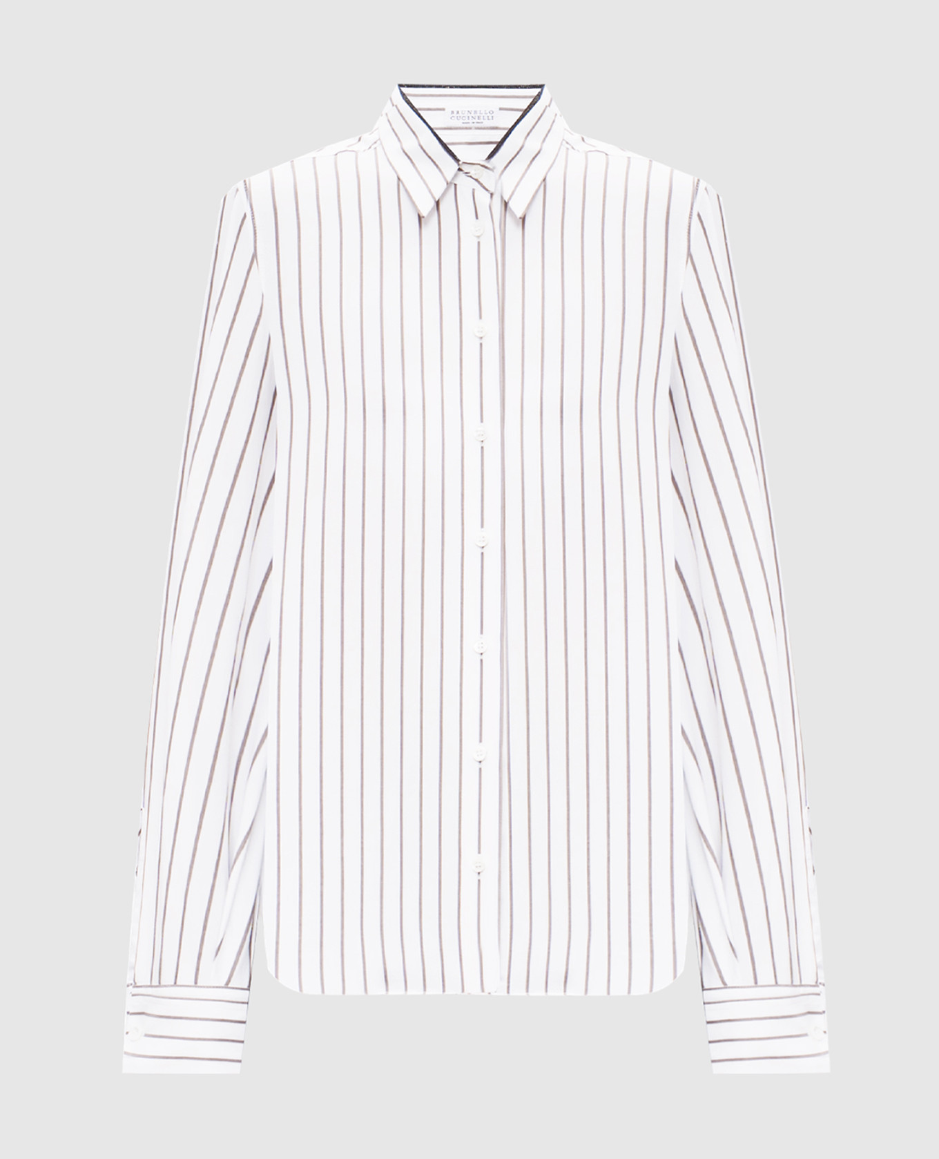 White striped shirt with monil chain brunello cucinelli
