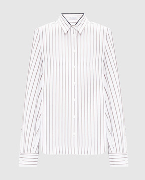 Brunello Cucinelli White striped shirt with monil chain MP783NH566