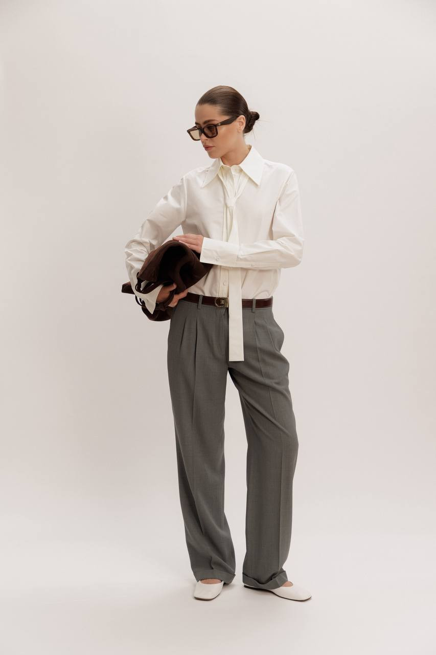 

Diane grey wool trousers The Row