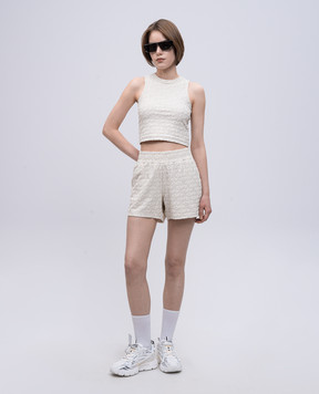 Off-White Beige shorts with logo pattern OWCB05FS25JER001
