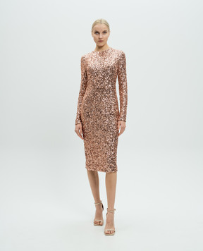 Dolce&Gabbana Brown dress with sequins F6AFDTFLUB3