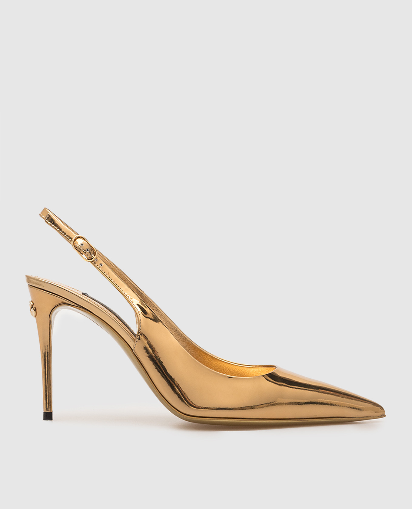Gold leather slingbacks with dg logo dolce&gabbana