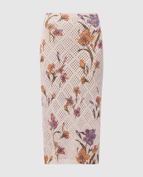 Twinset White openwork midi skirt with a pattern 251TP3631