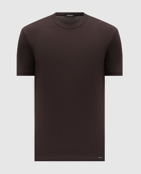 Tom Ford Brown T-shirt with logo patch T4M081040