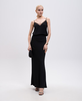 Twinset Black maxi skirt with logo 251TT2193