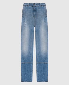 Twinset Blue distressed jeans with logo embroidery 242AT2272
