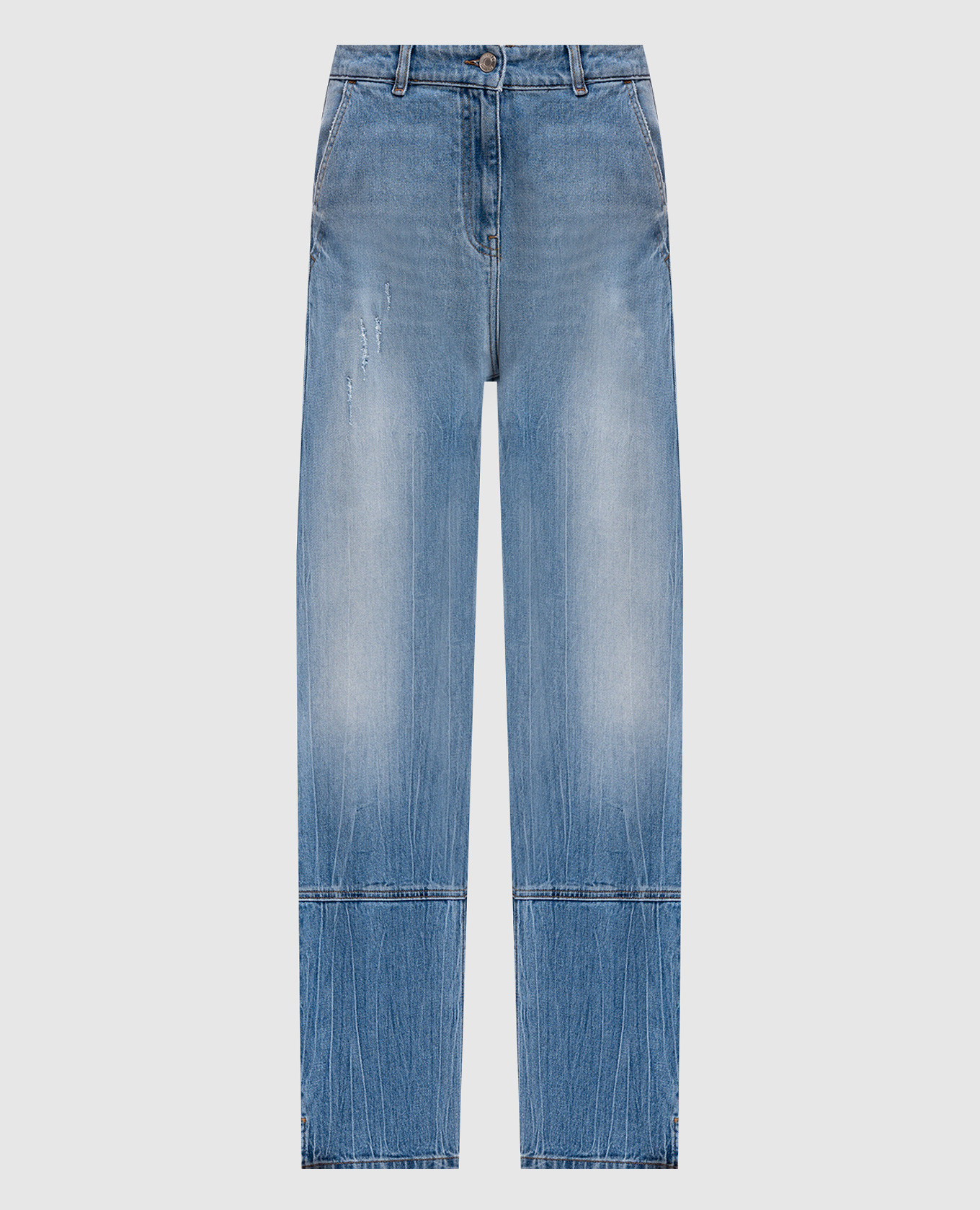 Blue distressed jeans with logo embroidery Twinset