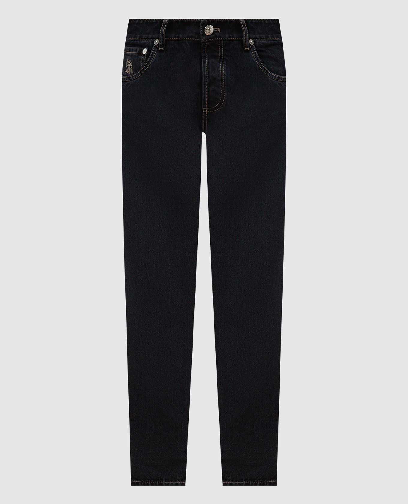 Black jeans with logo patch Brunello Cucinelli
