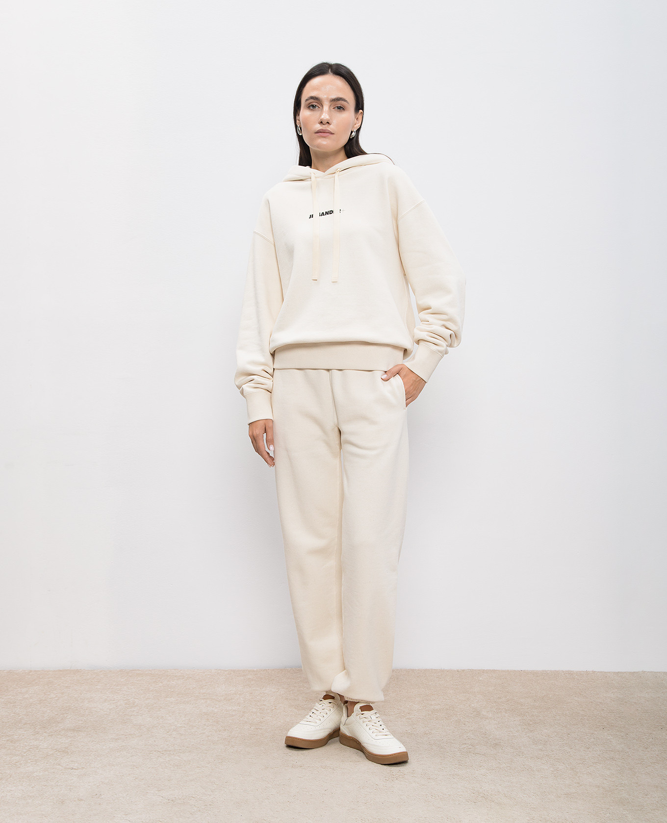 

Beige logo joggers Jil Sander