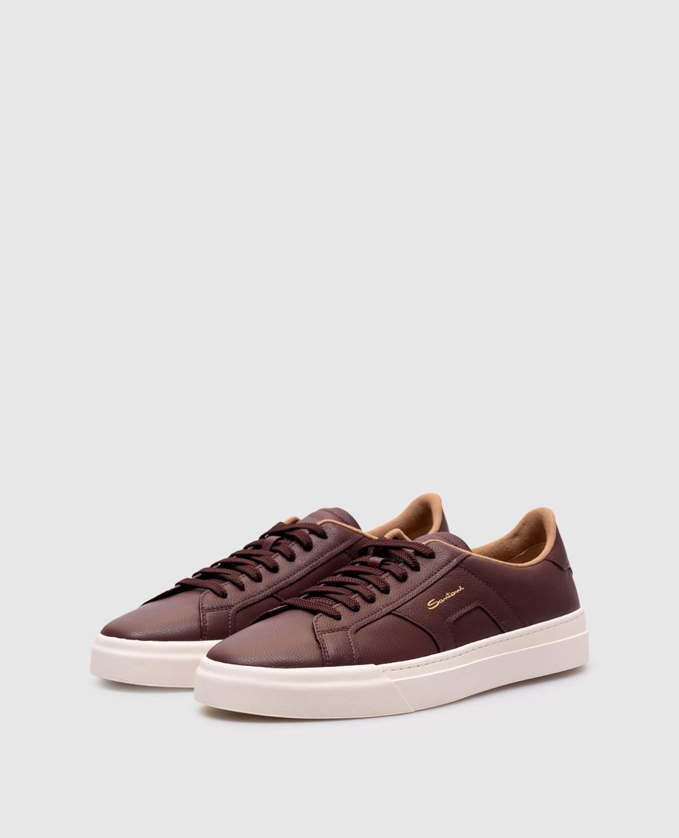 

Burgundy leather sneakers with logo Santoni