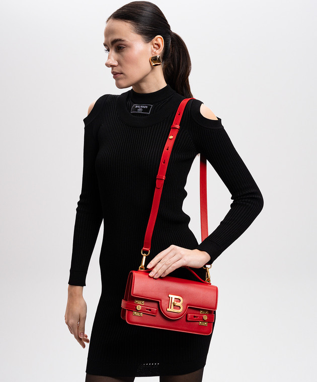 Balmain - B-Buzz 24 Red Leather Messenger Bag with Monogram