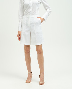 Theory White Patch Linen Shorts O0303230