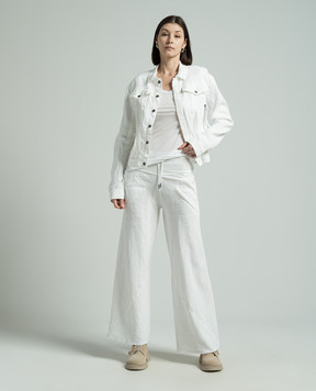 Masnada White longsleeve with accent stitching 7691