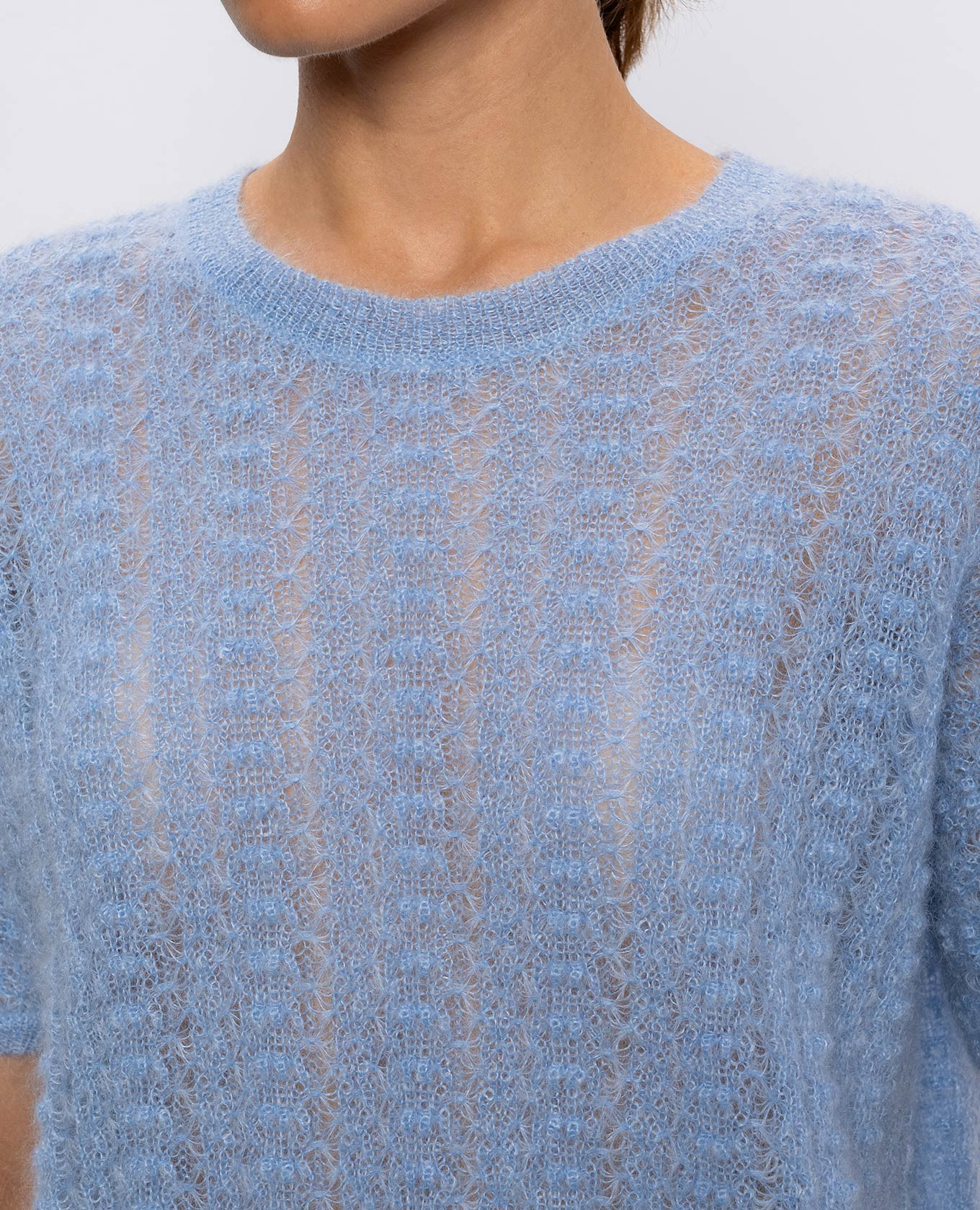 

TERZO blue top with patterned mohair Max Mara, Light blue