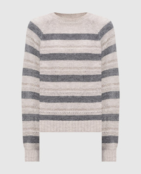 Twinset Gray striped alpaca sweater 252TT3071