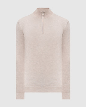 Brunello Cucinelli Beige wool and cashmere jumper with zipper M2400124
