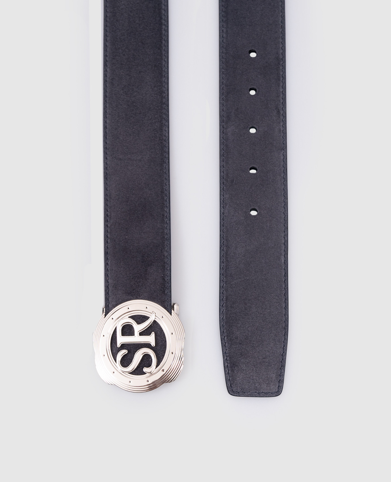 Blue suede belt with metal monogram logo Stefano Ricci 4