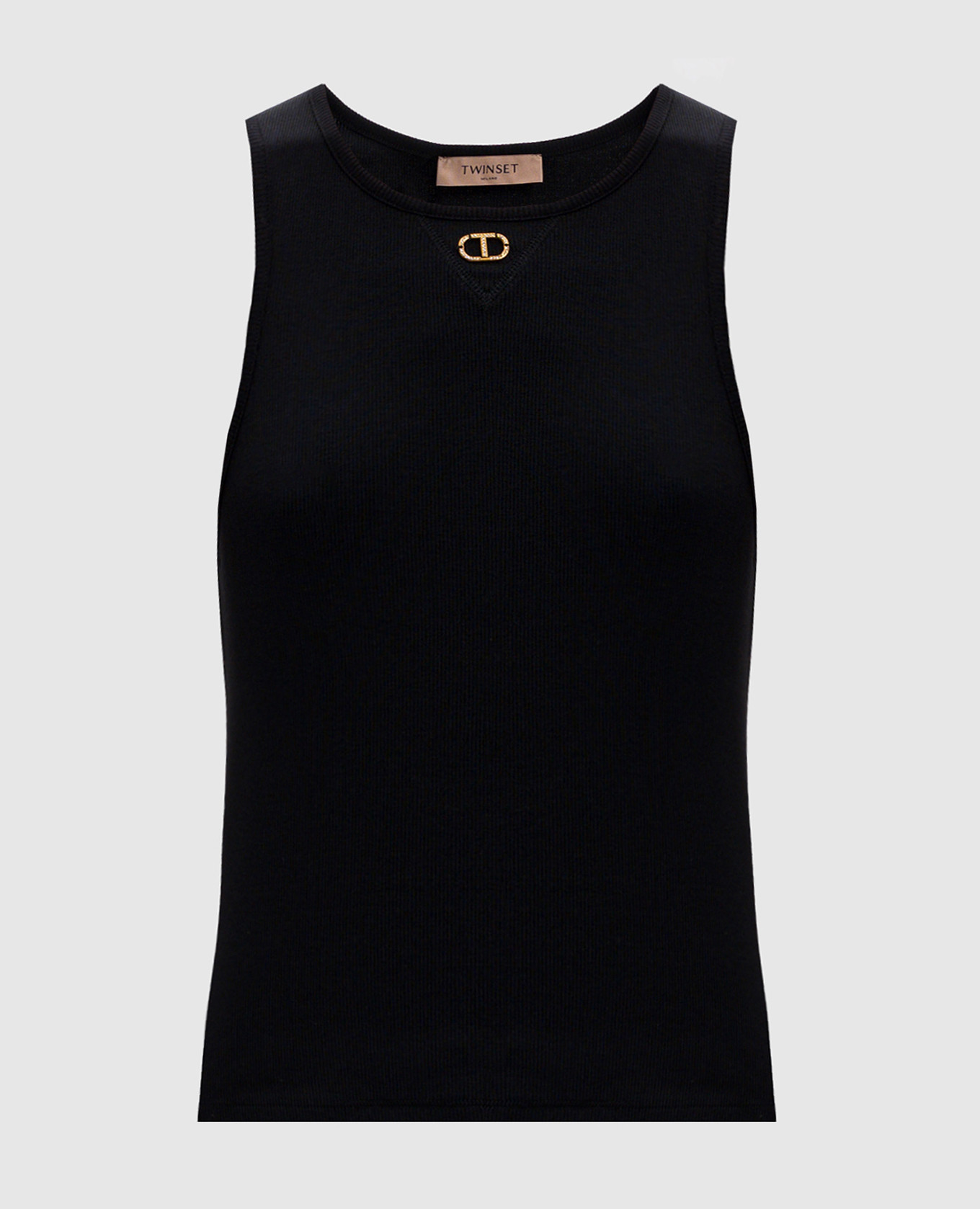 

Black ribbed top with logo Twinset