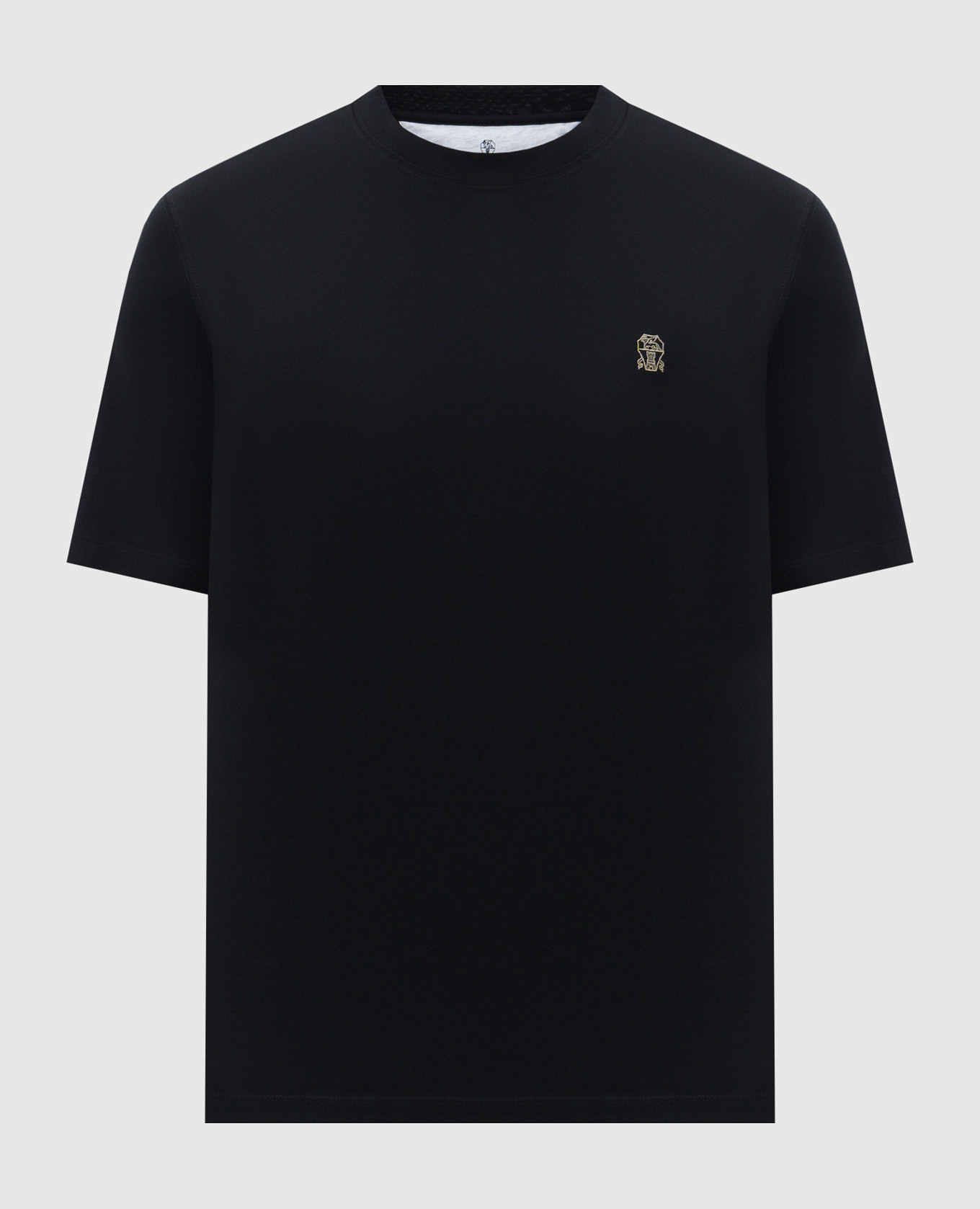 

Black T-shirt with embroidered emblem Brunello Cucinelli