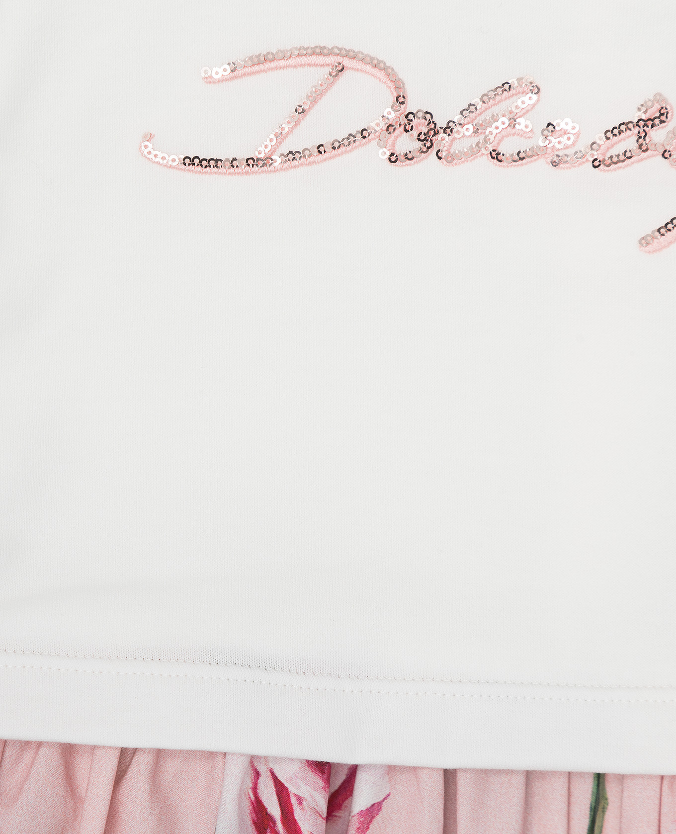

Children's pink dress with logo embroidery and brand print Dolce&Gabbana