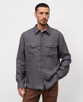 Stefano Ricci Blue linen shirt M1RSDSCAM3L0005Q