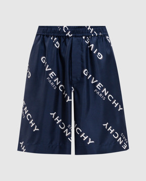 Givenchy Blue silk shorts with logo BM51MT1673