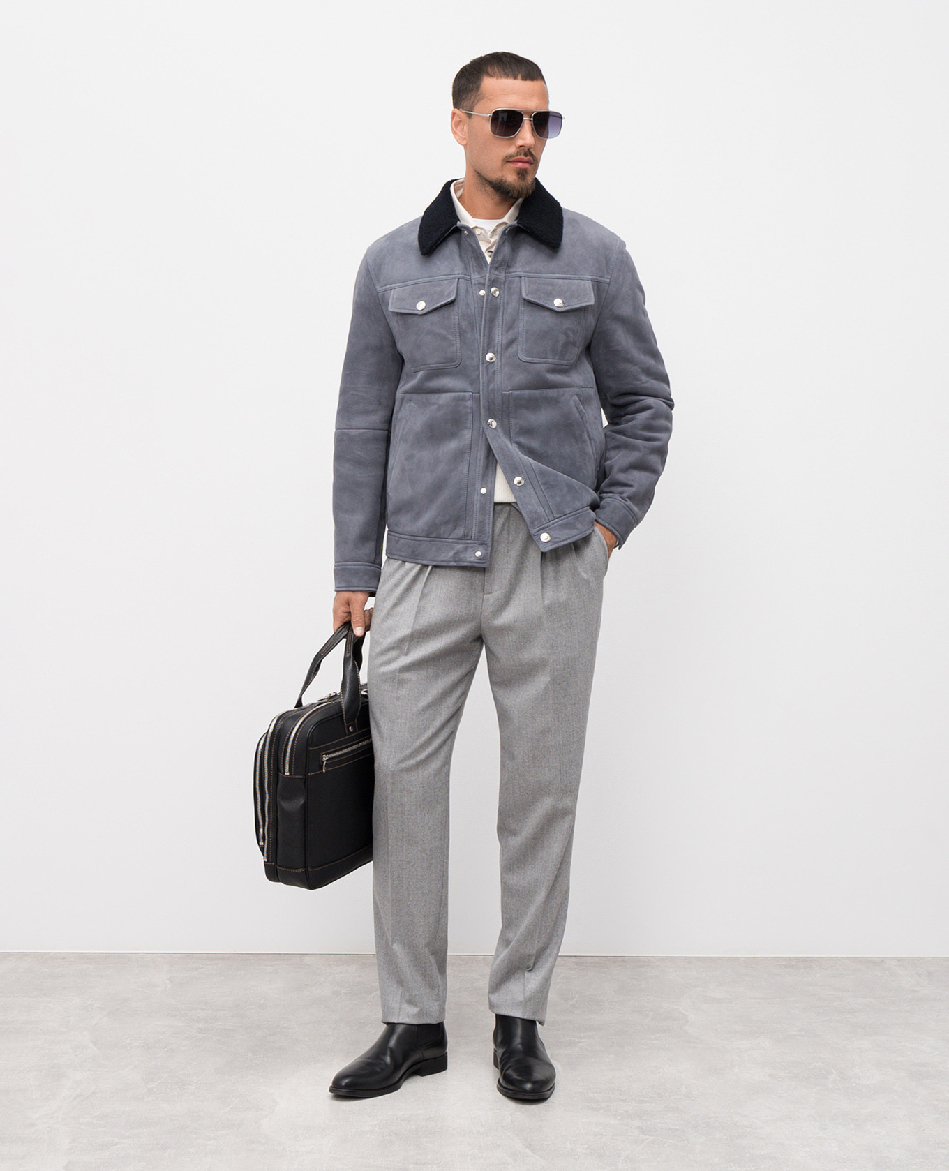 

Blue nubuck fur jacket Brunello Cucinelli