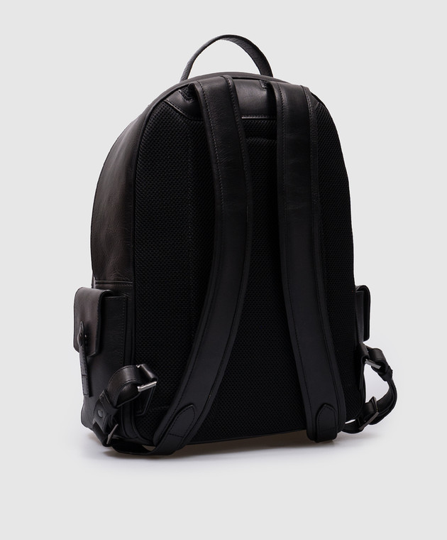 GIUDI - Black leather backpack with embossed logo 12420GVE  display picture 1