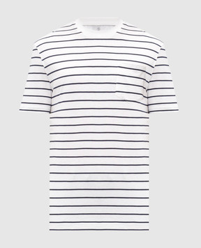 Brunello Cucinelli White striped silk T-shirt MW8611376