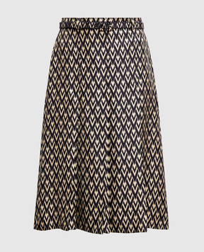 Valentino Black silk midi skirt in Toute la V print 6B3RACQ090R