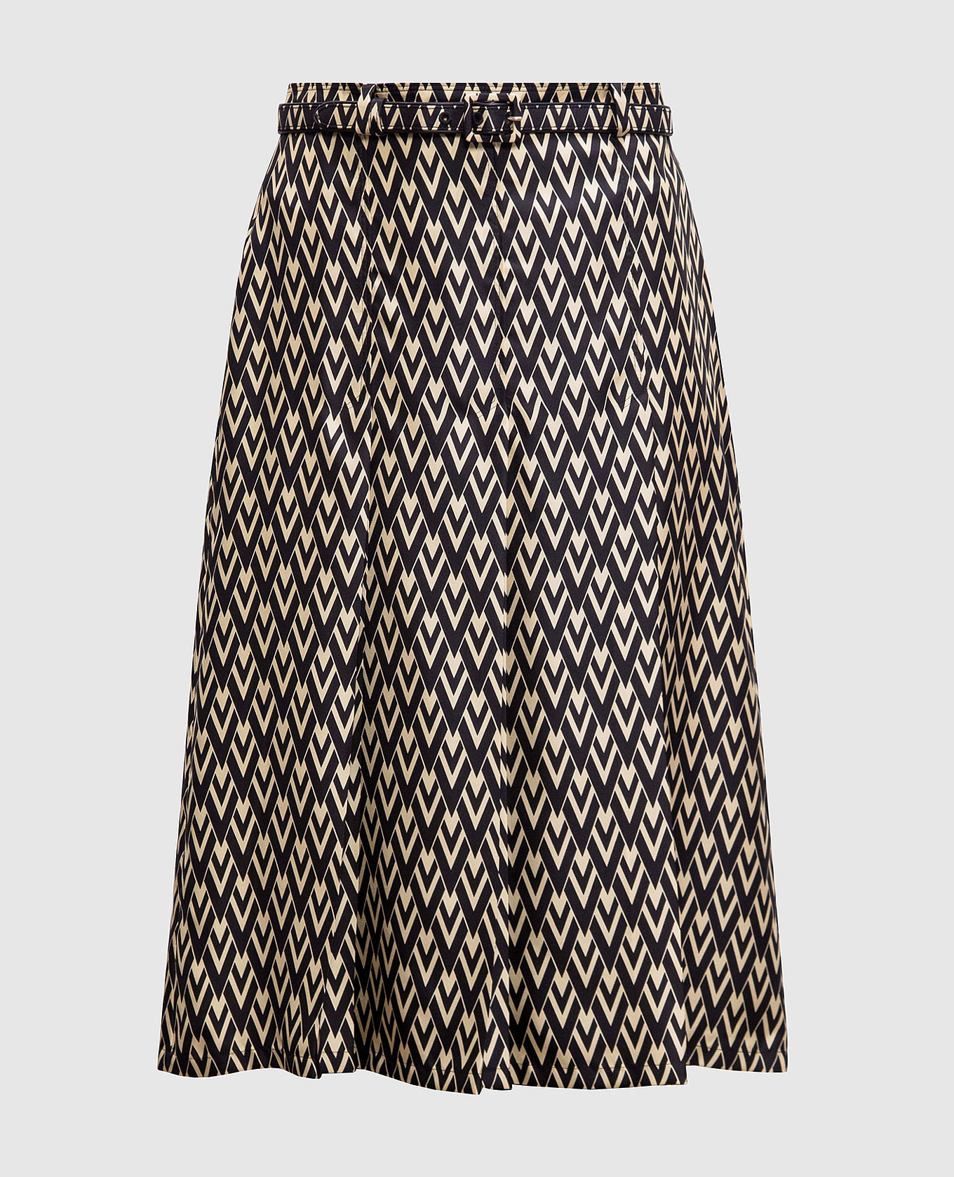 Black silk midi skirt in Toute la V print Valentino